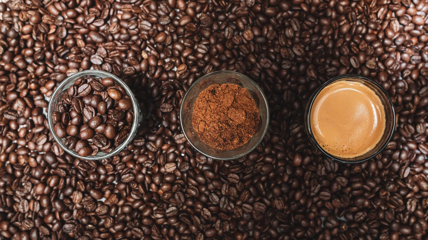 Panama specialty coffee - Coffee Bean Still Life With Grounds And Espresso