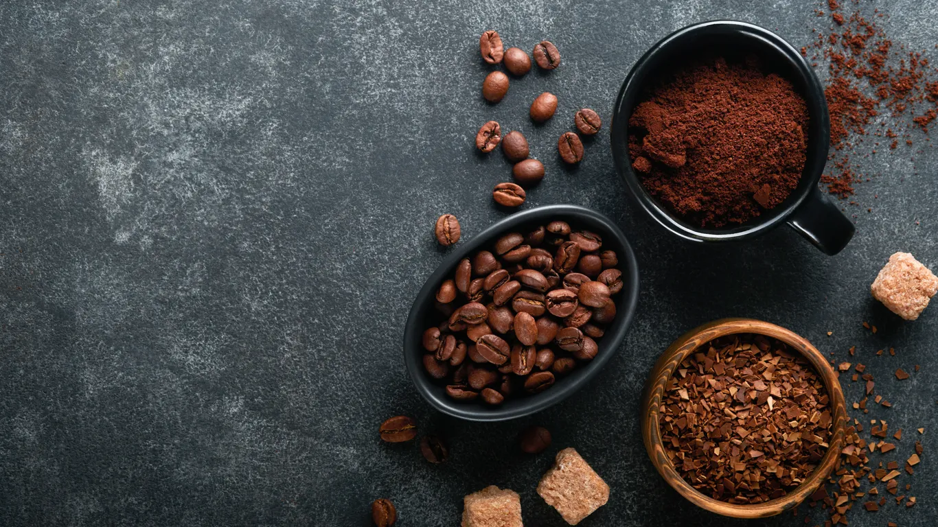 Panama specialty coffee - Coffee Beans And Ground Coffee On Dark Surface