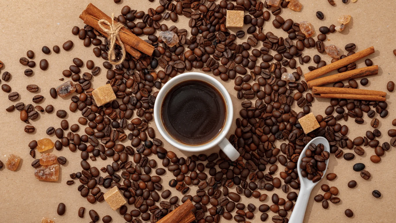 Panama specialty coffee - Cup Of Coffee With Coffee Beans On Paper Backgroun